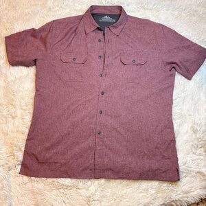 croft & barrow men’s large Short-Sleeve outdoor Button-Down Shirt Maroon